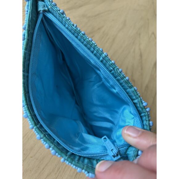 Beaded Clutch Purse Bag Wristlet Turquoise Brown Beads Beach Boho Artsy Y2K - Picture 3 of 7